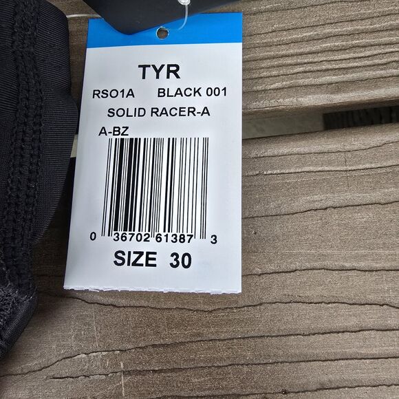 TYR Men's Solid Black Nylon Drawstring Racer Swimwear Briefs Size 30 NEW - Picture 3 of 3